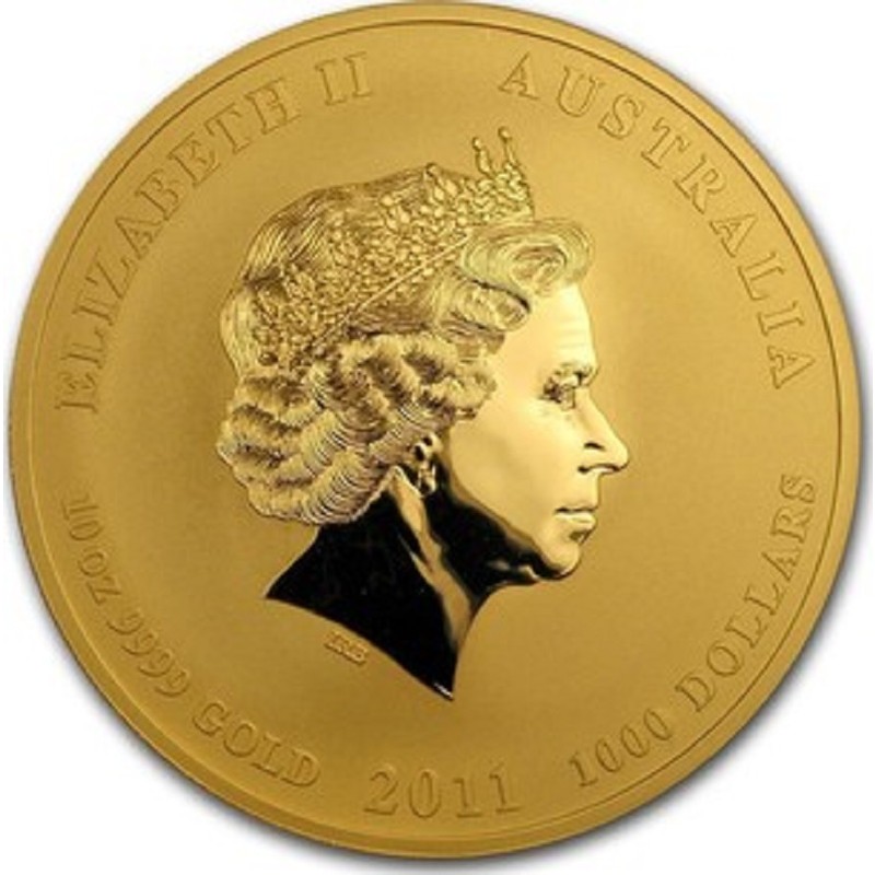 Золотая монета Австралии "Год Кролика" 2011 г.в., 311 г чистого золота (Проба 0,9999)