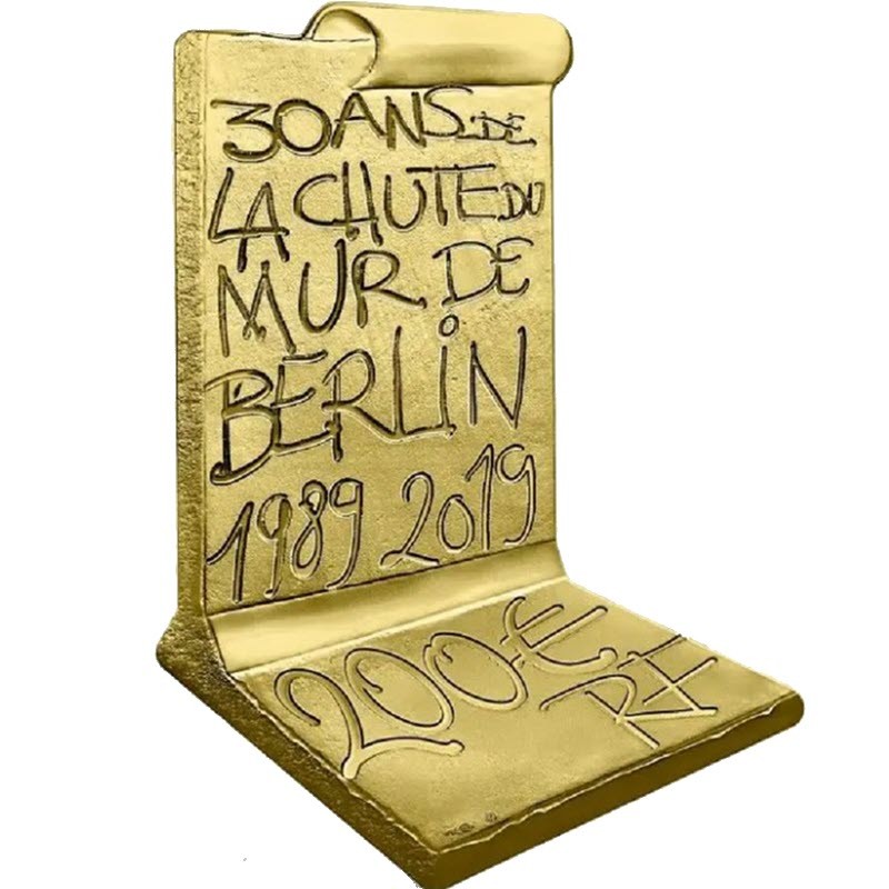 Золотая монета Франции "Падение Берлинской Стены" 2019 г.в., 31.1 г чистого золота (Проба 0,999)