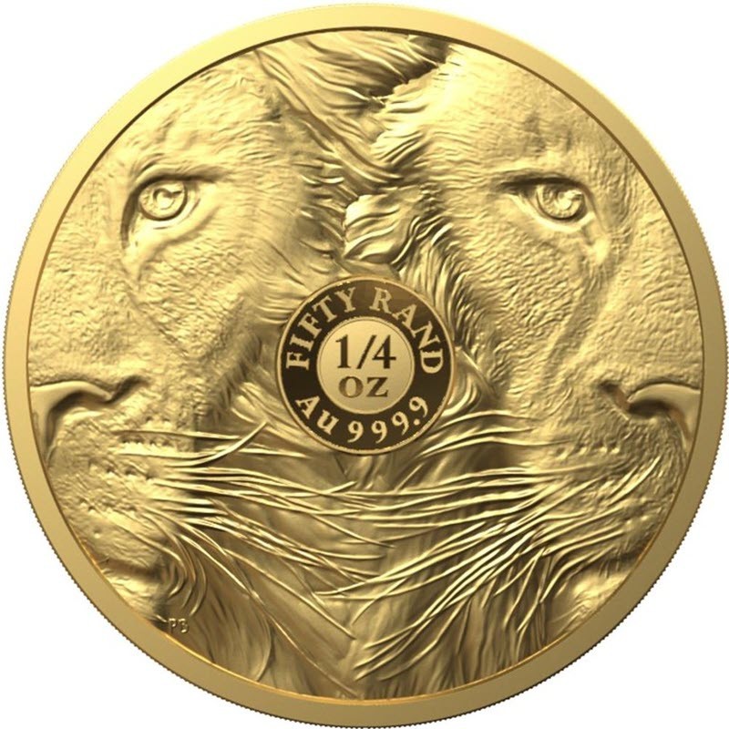 Золотая монета ЮАР "Большая пятерка: Лев" 2022 г.в. (2-я серия), 7.78 г чистого золота (Проба 0,9999)