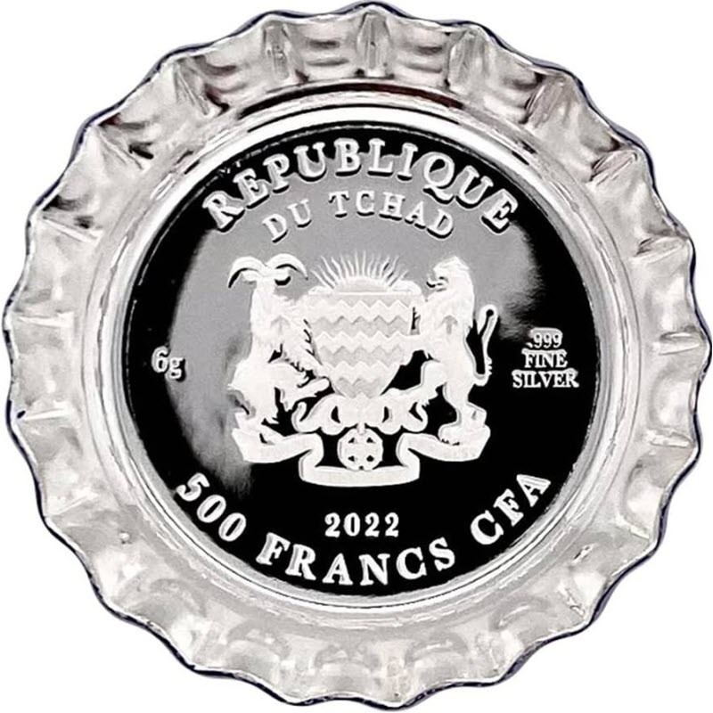 Серебряная монета Чада "Крышка от бутылки Пепси-Колы (ретро)" 2022 г.в., 6.0 г чистого серебра (Проба 0,999)