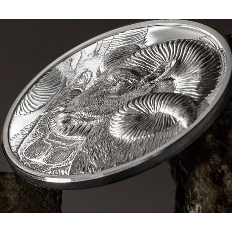 Серебряная монета Монголии "Великолепный архар" 2022 г.в., 31.1 г чистого серебра (Проба 0,999)