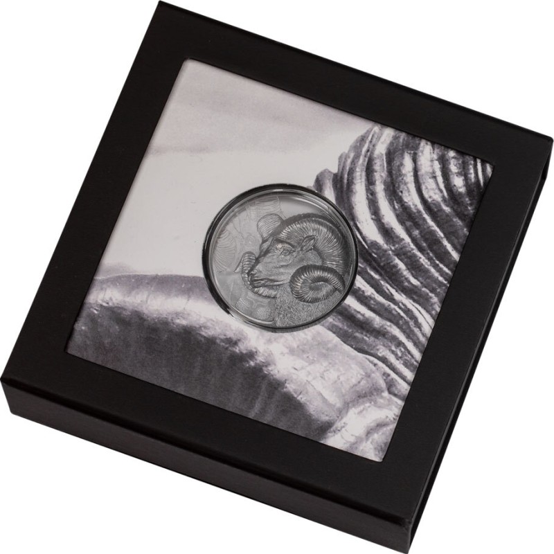 Серебряная монета Монголии "Великолепный архар" 2022 г.в., 31.1 г чистого серебра (Проба 0,999)