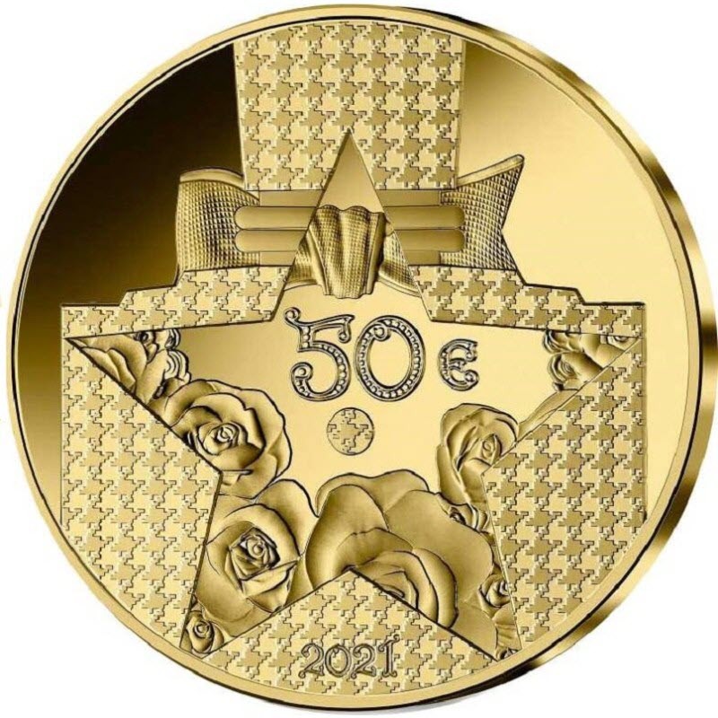 Золотая монета Франции "Французское превосходство. Диор" 2021 г.в., 7.78 г чистого золота (Проба 0,999)