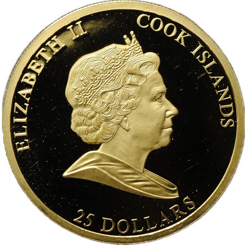 Золотая монета Островов Кука "Год Кролика" 2011 г.в., 10 гр чистого золота (Проба 0,9999)