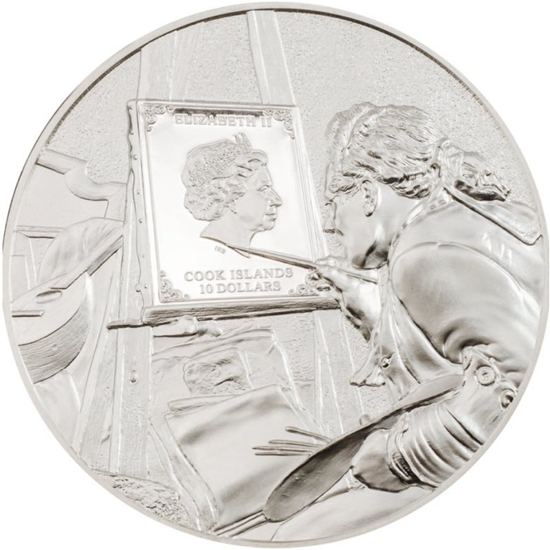 Серебряная монета Островов Кука "Мастера искусства. Винсент Ван Гог" 2022 г.в., 62.2 г чистого серебра (Проба 0,999)