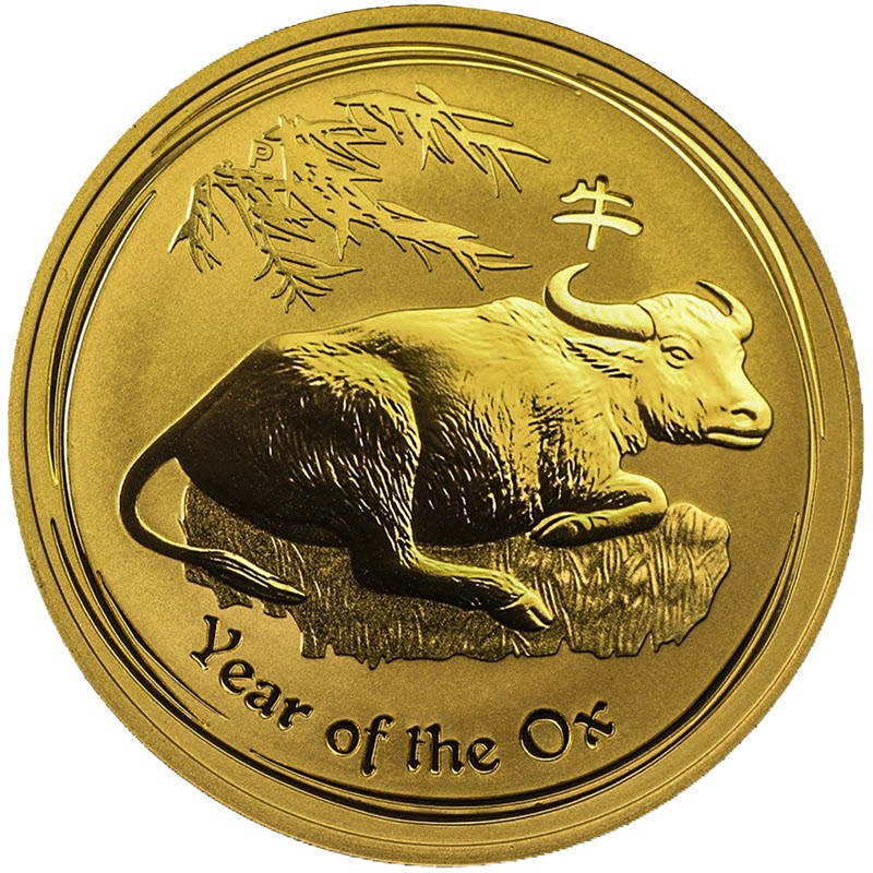 Комиссия: Золотая монета Австралии «Лунар II - год Быка» 2009 г.в., 31,1 г чистого золота (проба 0,9999)