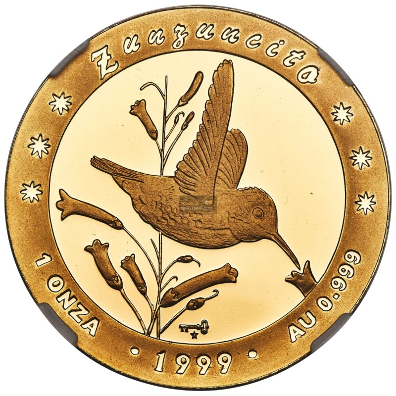 Комиссия: Золотая монета Кубы «Колибри» 1999 г.в., 31,1 г чистого золота (проба 0,999)
