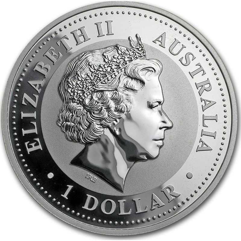 Серебряная монета Австралии "Год Кролика" 1999 г.в.(с позолотой), 31.1 г чистого серебра (проба 0,9999)