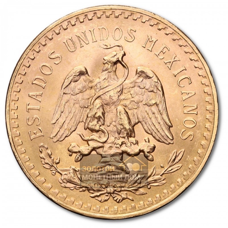 Комиссия: Золотая инвестиционная монета Мексики "50 Песо" 1947 г.в., 37,5 г чистого золота (проба 0,900)