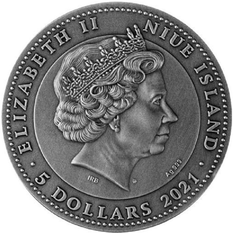 Серебряная монета Ниуэ "Хрустальный скарабей" 2021 г.в., 62.2 г чистого серебра (Проба 0,999)