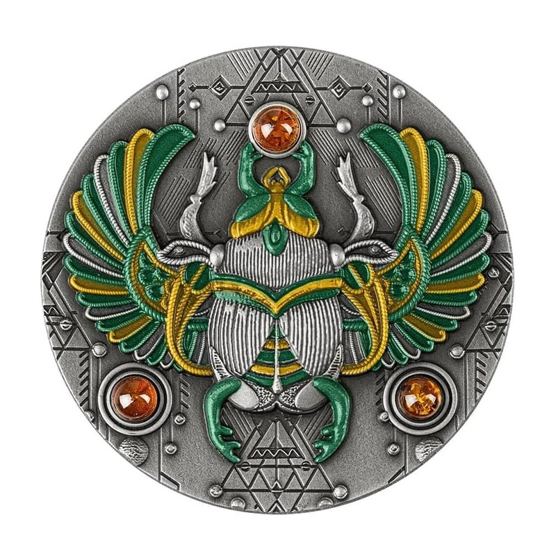 Серебряная монета Ниуэ "Янтарный скарабей" 2020 г.в., 62.2 г чистого серебра (Проба 0,999)