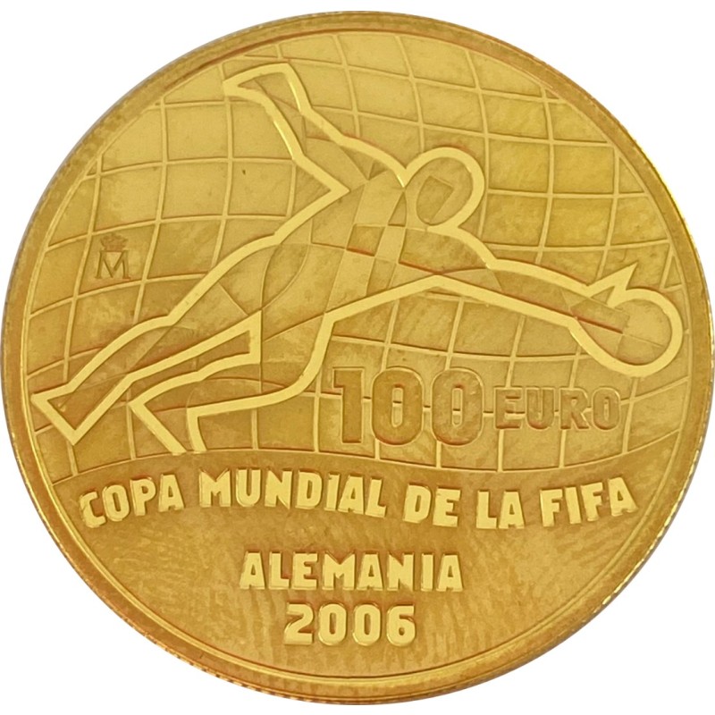 Золотая монета Испании "Чемпионат мира по футболу в Германии 2006 года" 2004 г.в., 6.75 г чистого золота (Проба 0,999)
