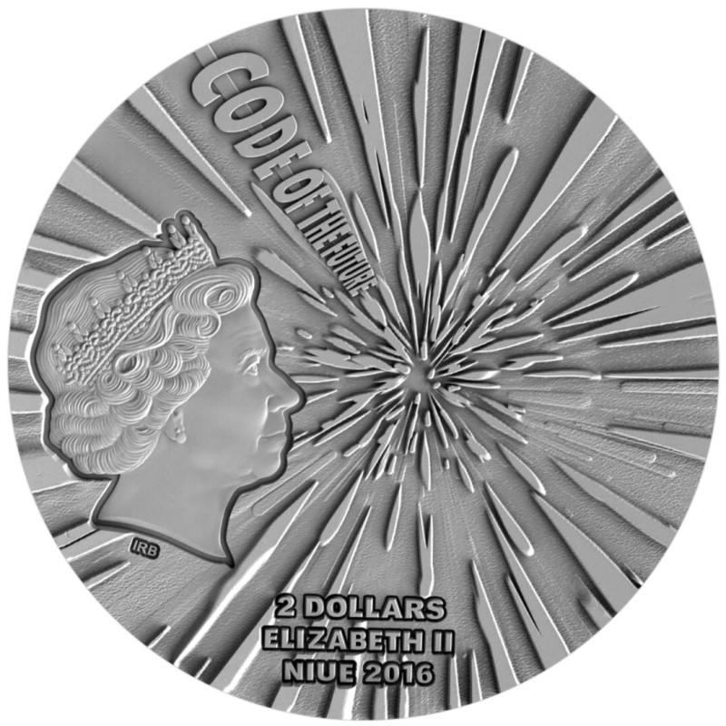 Серебряная монета Ниуэ "Код будущего. Скорость света" 2016 г.в., 62.2 г чистого серебра (Проба 0,999)