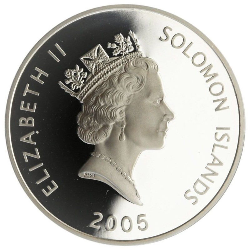 Серебряная монета Соломоновых островов "Каракка "Мэри Роуз"" 2005 г.в., 31.1 г чистого серебра (Проба 0,999)