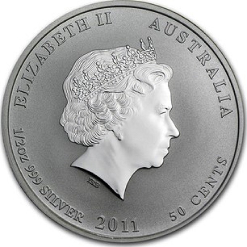 Серебряная монета Австралии "Год Кролика" 2011 г.в., 15.55 г чистого серебра (Проба 0,999)