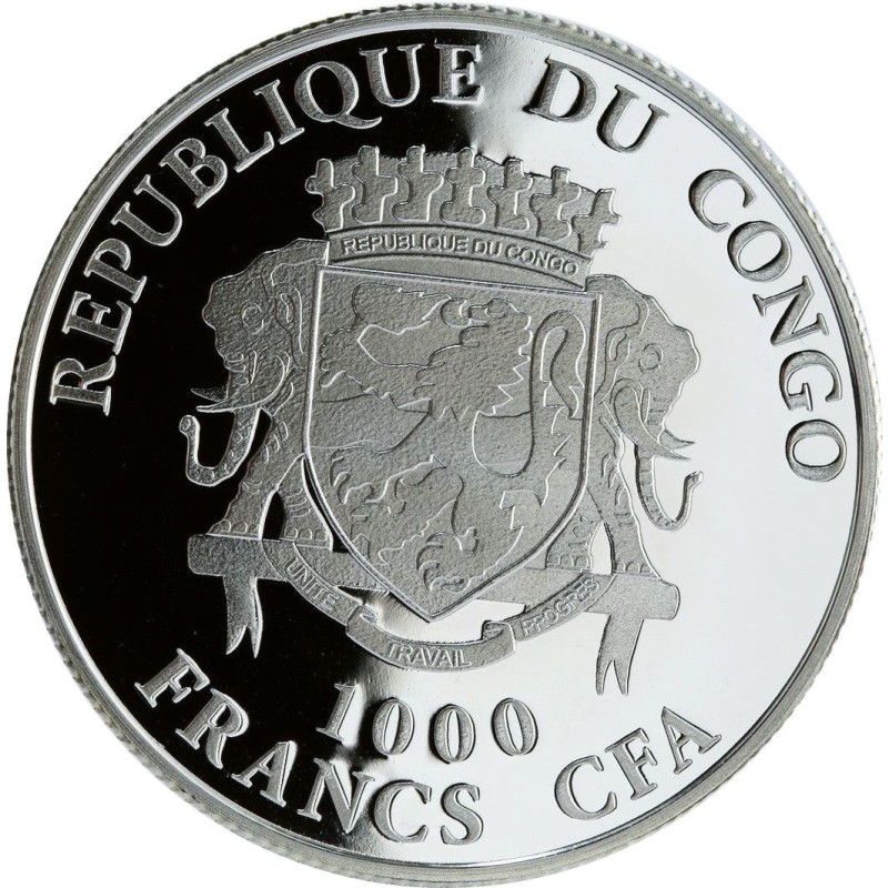 Серебряная монета Конго "Год Козы" 2015 г.в., 20 г чистого серебра (Проба 0,999)
