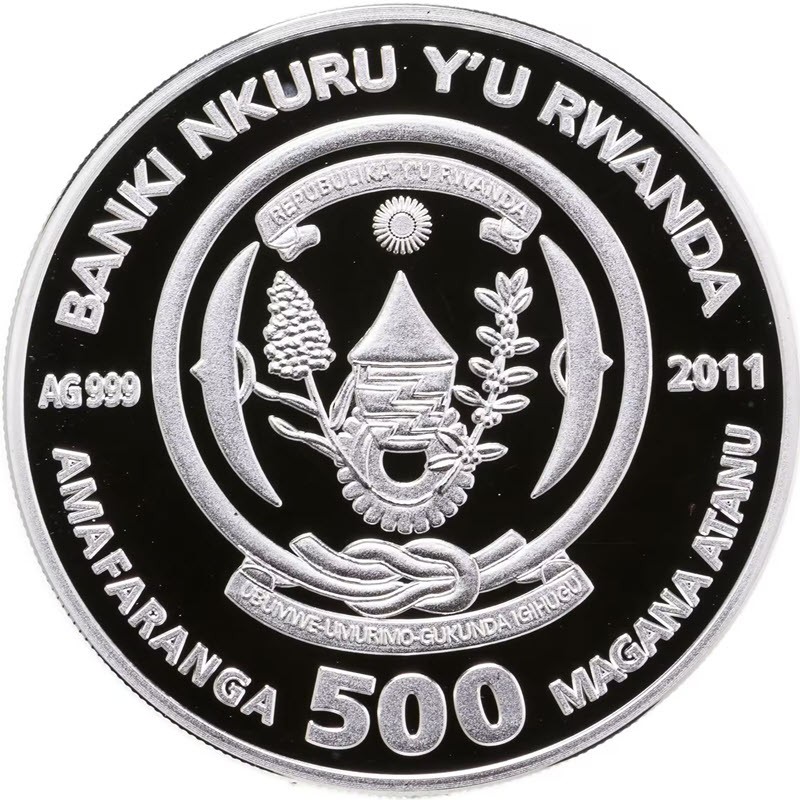 Серебряная монета Руанды "Год Кролика – Два Кролика" 2011 г.в., 20 г чистого серебра (проба 999)