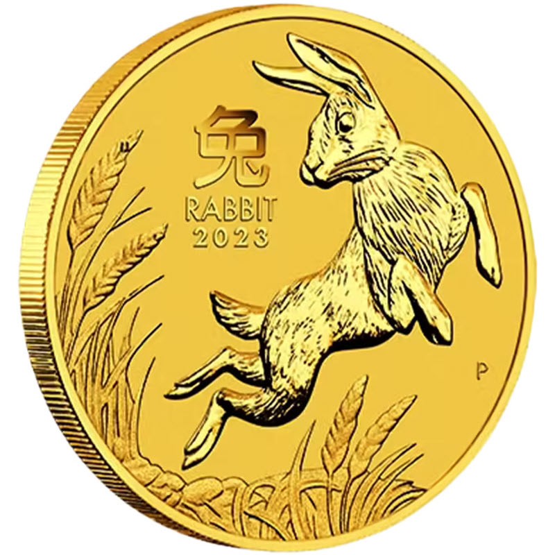 Золотая монета Австралии "Лунный календарь III - Год Кролика", 2023 г.в., 7.78 г чистого золота (Проба 9999)