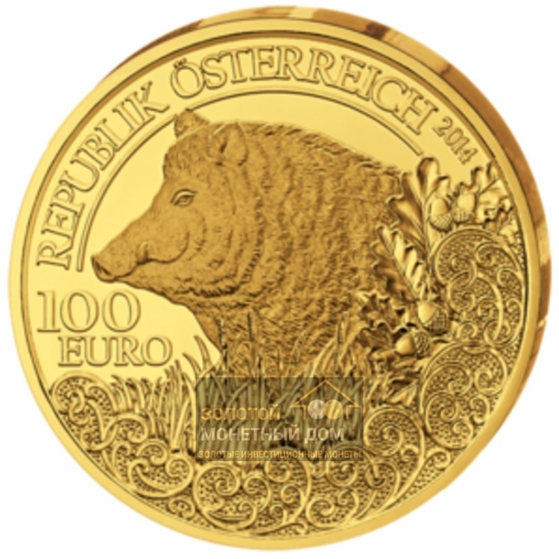 Комиссия: Золотая монета Австрии «Дикий кабан» 2014 г.в., 16 г чистого золота (проба 0,986)