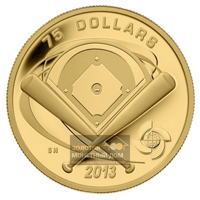 Комиссия: Золотая монета Канады «Бейсбольное поле» 2013 г.в., 7.78 г чистого золота (проба 0.9999)