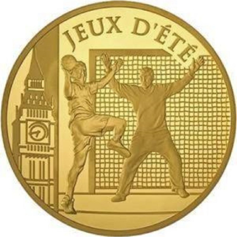 Золотая монета Франции "Гандбол" 2010 г.в., 155.5 г чистого золота (Проба 0,9999)