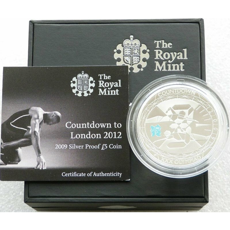 Серебряная монета Великобритании "Олимпиада в Лондоне – обратный отсчет. Плавание" 2009 г.в., 26.16 г чистого серебра (Проба 925)