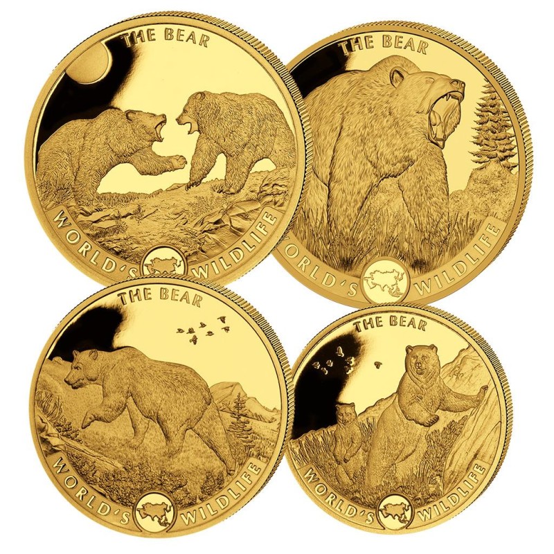 Набор из 4-х золотых монет Конго 