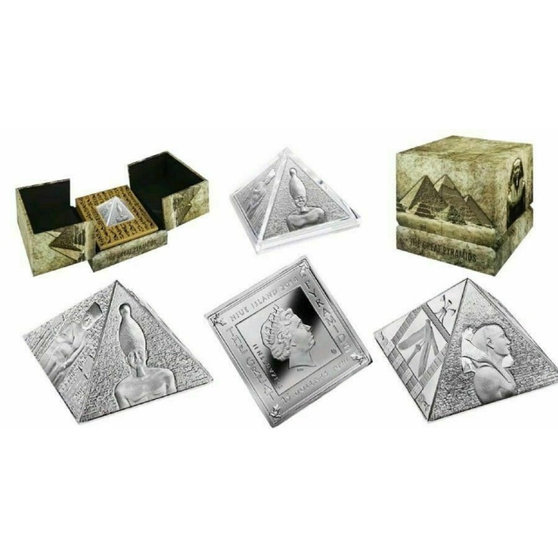 Серебряная монета Ниуэ "Великие пирамиды" 2014 г.в., 93.3 г чистого серебра (Проба 0,999)