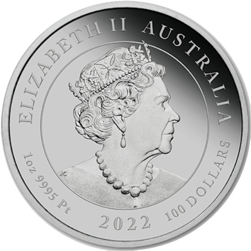 Платиновая монета Австралии "Грифон" 2022 г.в., 31.1 г чистой платины (Проба 9995)