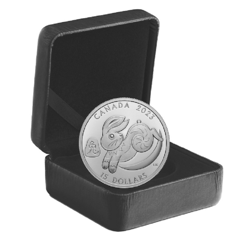 Серебряная монета Канады "Год Кролика" 2023 г.в., 31.39 г чистого серебра (Проба 0,9999)