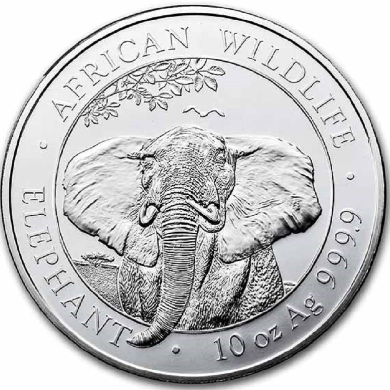Серебряная монета Сомали "Слон" 2021 г.в., 311 г чистого серебра (Проба 0,9999)