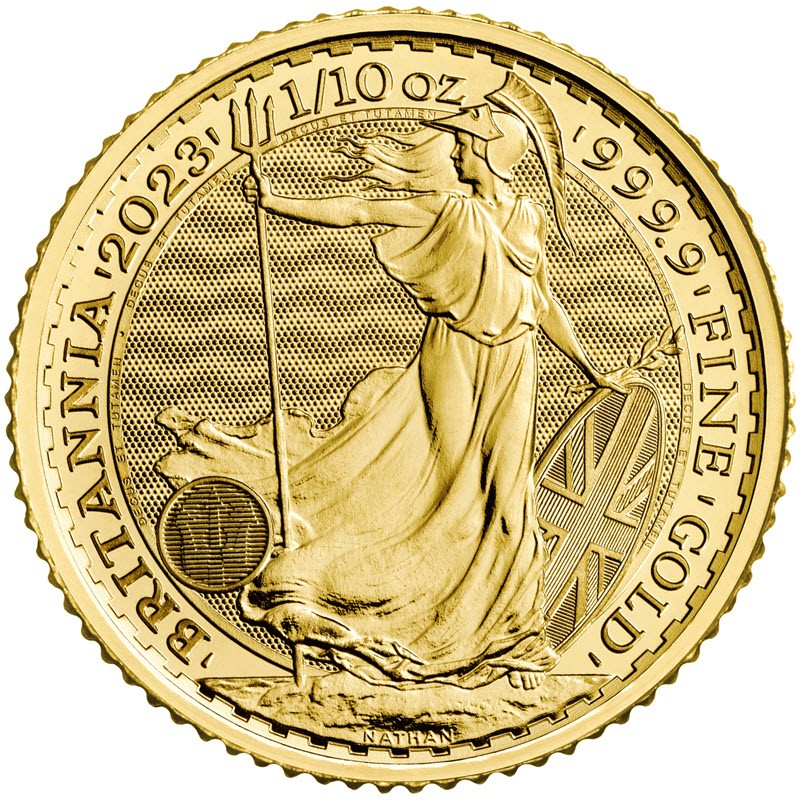 Золотая инвестиционная монета Великобритании "Британия" 2023 г.в., 3.11 г чистого золота (проба 9999)