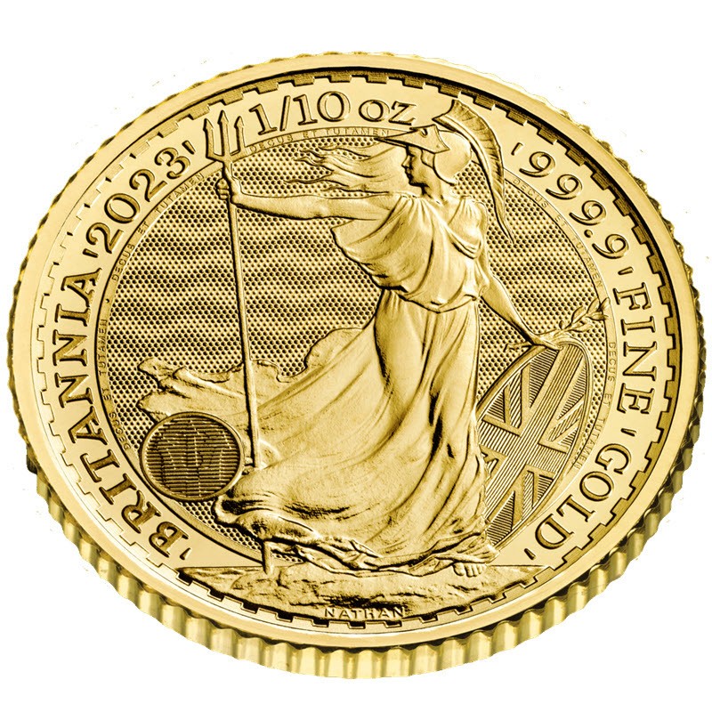 Золотая инвестиционная монета Великобритании "Британия" 2023 г.в., 3.11 г чистого золота (проба 9999)