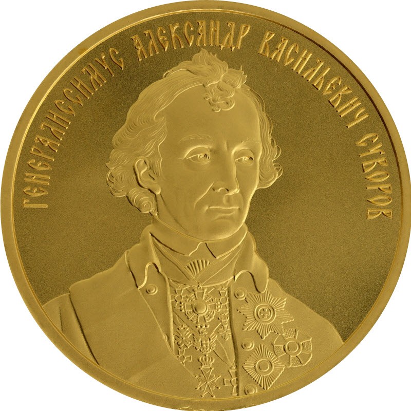 Золотая монета Чада «Генералиссимус А.В. Суворов» 2023 г.в., 31.1 г чистого золота (проба 999)