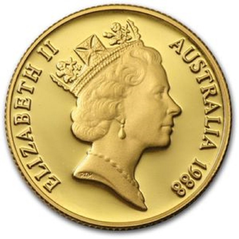Золотая монета Австралии "200 лет открытия Австралии" 1988 г.в., 9.17 г чистого золота (Проба 0,917)