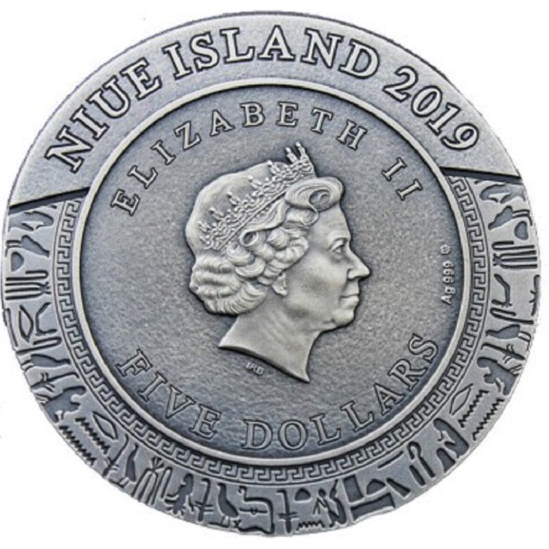 Серебряная монета Ниуэ "Античные боги: Анубис" 2019 г.в., 62.2 г чистого серебра (Проба 0,999)