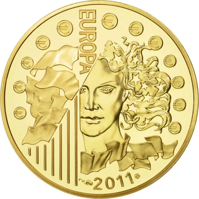Золотая монета Франции «Европа: 30 лет музыкальному фестивалю» 2011 г.в., 7.77 г чистого золота (проба 0.920)