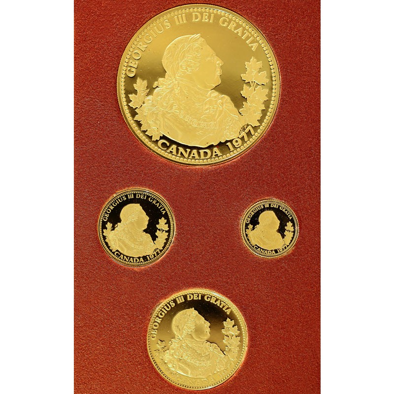 Комиссия: Набор из 4-х золотых жетонов Канады "Бобёр" 1977 г.в., 88.64 г чистого золота (проба 9999)
