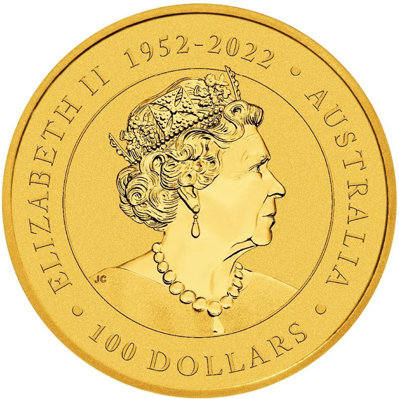 Золотая инвестиционная монета Австралии - Кенгуру 2023 г.в., 31.1 г чистого золота (проба 9999)