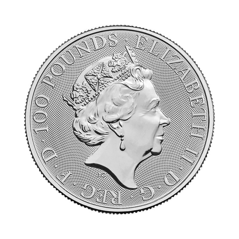 Платиновая монета Великобритании "Королевские звери Тюдоров: Лев Англии" 2022 г.в., 31.1 г чистой платины (Проба 0,9995)