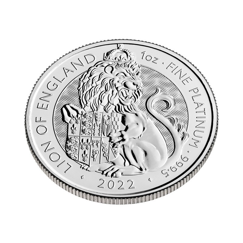 Платиновая монета Великобритании "Королевские звери Тюдоров: Лев Англии" 2022 г.в., 31.1 г чистой платины (Проба 0,9995)