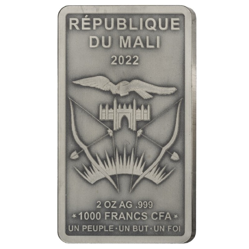 Серебряная монета Мали "Иконы наследия: Египет" 2022 г.в., 62.2 г чистого серебра (Проба 0,999)