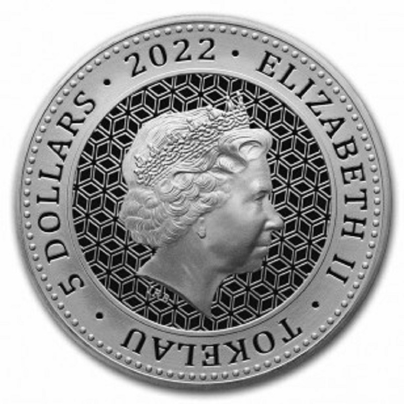 Серебряная монета Токелау "Бык и Медведь" 2022 г.в., 31.1 г чистого серебра (Проба 0,999)