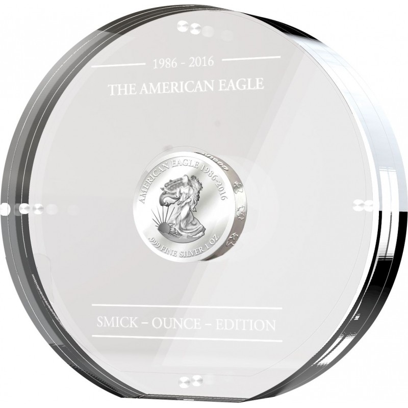 Серебряная монета Габона "Американский орел" 2016 г.в., 31.1 г чистого серебра (Проба 0,999)