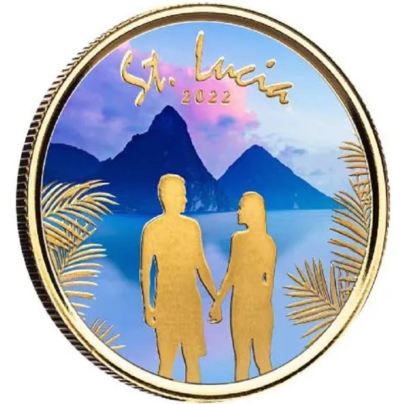 Золотая монета Сент-Лусии 