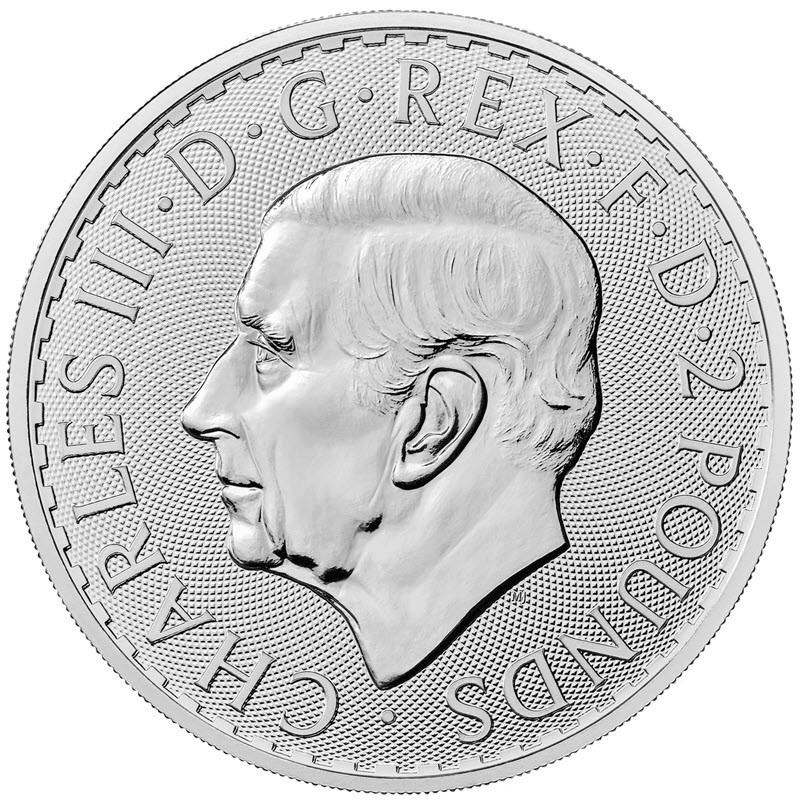 Серебряная инвестиционная монета Великобритании "Британия (Чарльз III)", 31.1 г чистого серебра (проба 999)