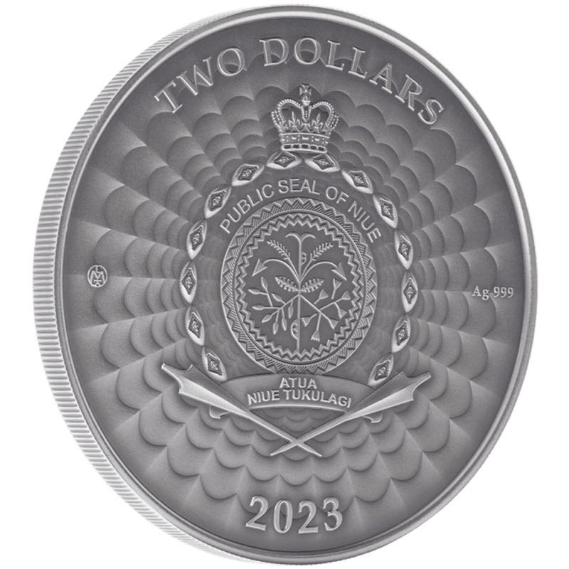 Серебряная монета Ниуэ "Мир Криптидов: Баба Яга" 2023 г.в., 31.1 г чистого серебра (Проба 0,999)