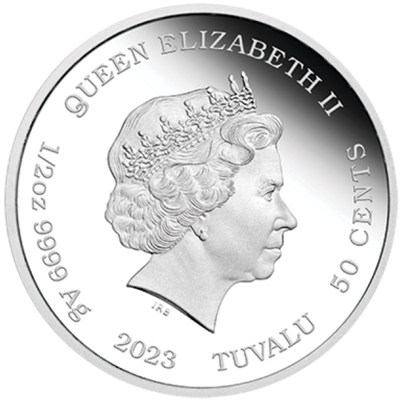 Серебряная монета Тувалу "Год Кролика" 2023 г.в., (с цветом), 15.55 г чистого серебра (Проба 9999)
