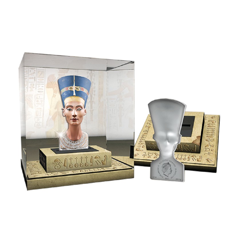 Серебряная монета Соломоновых островов "Скульптуры Египта: Нефертити" 2013 г.в., 93.3 г чистого серебра (проба 0,999)