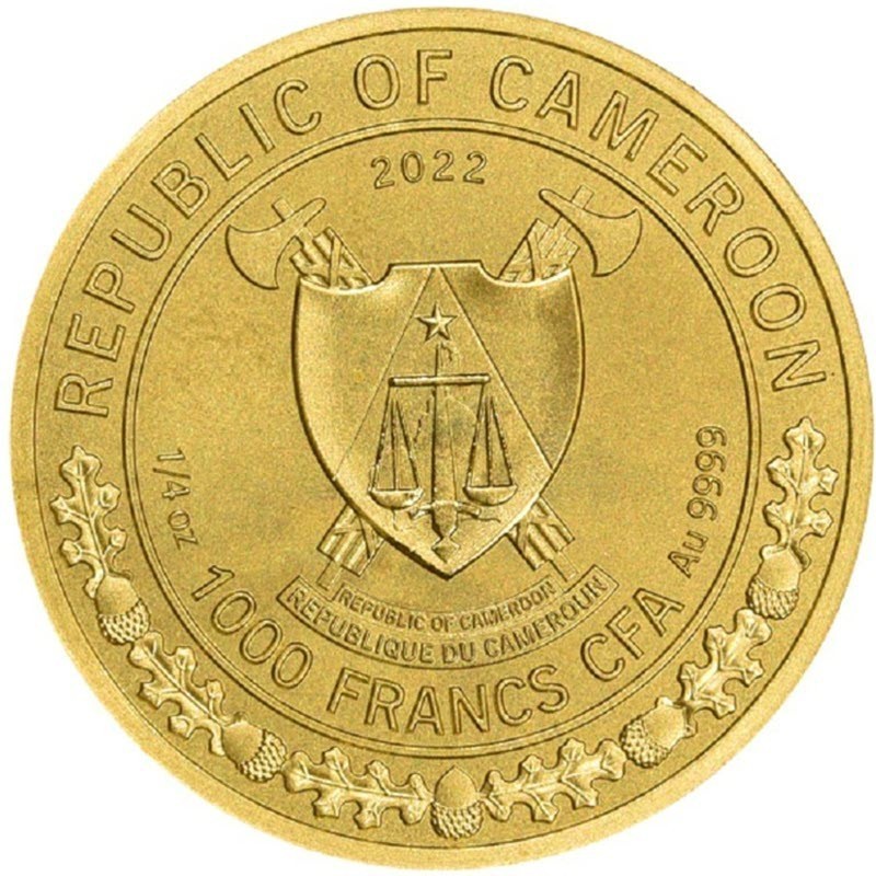 ОПТ от 50шт. Золотая монета Камеруна "Вепрь" 2022 г.в., 7.78 г чистого золота (проба 9999)